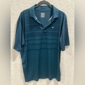 Callaway Opti-Dry Teal Striped Golf Polo - Medium
